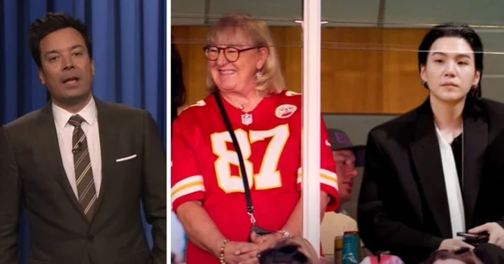 Fans 'crack up' as Jimmy Fallon jokes about Suga of BTS 'dating' Travis Kelce's mom Donna