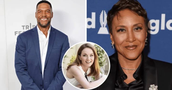 GMA's Robin Roberts gets back at Michael Strahan as she interrupts his interview with Geri Halliwell-Horner