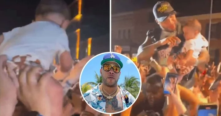 Video of Flo Rida crowdsurfing with a baby leaves Internet stunned