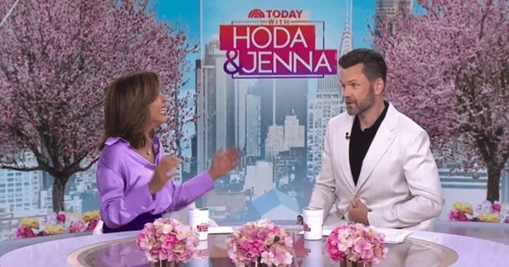 'I got drunk before the show like you guys': Joel McHale takes a snarky jibe at 'Today' host Hoda Kotb as he replaces Jenna Bush Hager temporarily