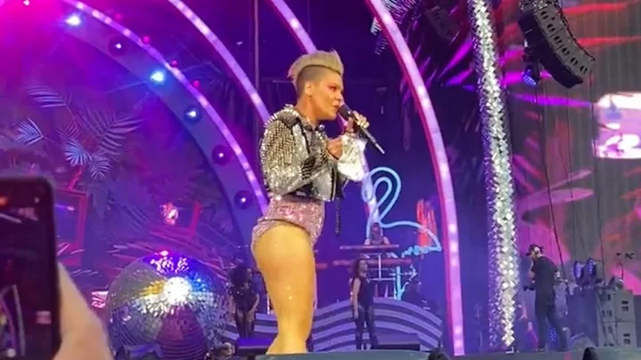 Pink left stunned after fan throws mum's ashes on stage during concert