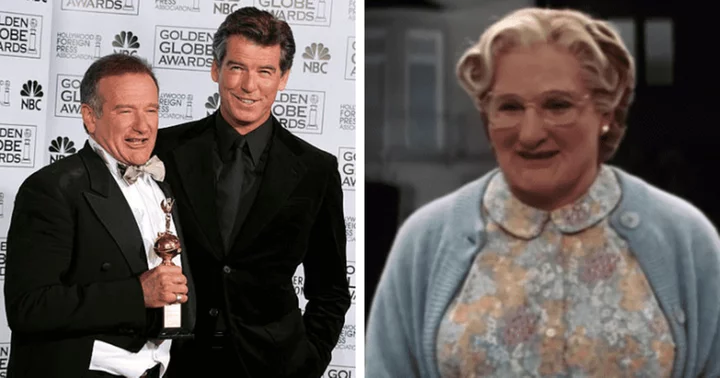 Pierce Brosnan recalls 'unforgettable' first encounter with Robin Williams dressed as 'Mrs Doubtfire': 'Give us a kiss'