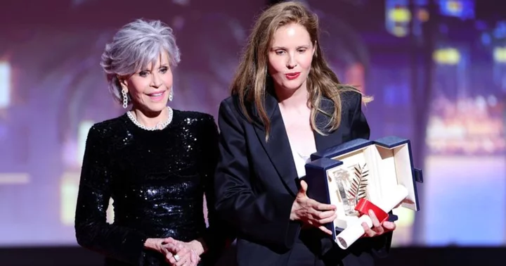 Jane Fonda hilariously throws Palme d'Or certificate at director Justine Triet who left it on stage at Cannes: 'She's the real deal'