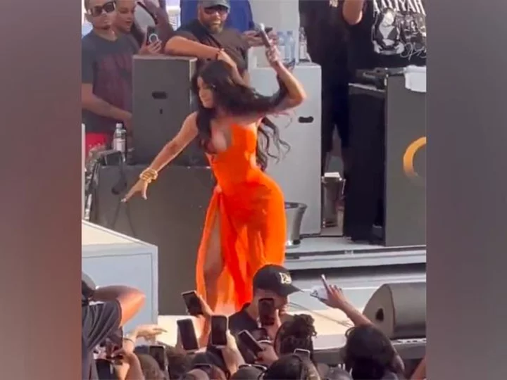 A concertgoer threw a drink at Cardi B while she was performing on stage, so she fought back