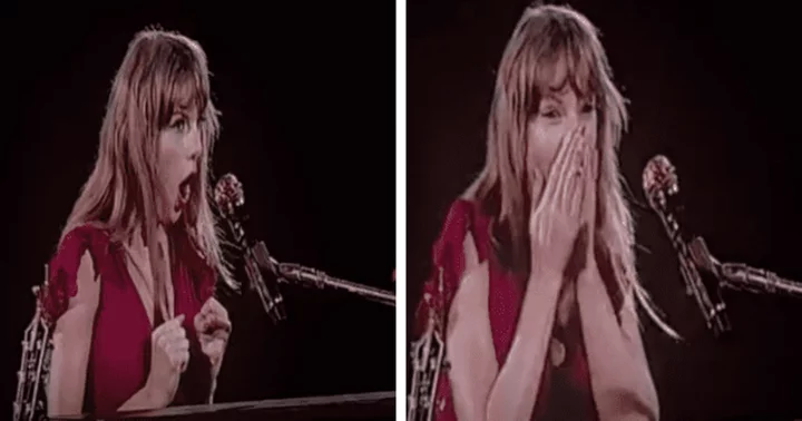 'I didn't play that': Taylor Swift looks horrified as her 'possessed' piano begins playing by itself