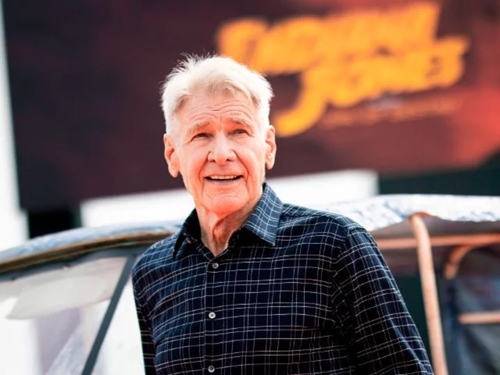 Harrison Ford does not need anybody's help getting off a horse