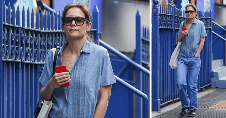 Katie Holmes rocks the double denim look in NYC after revealing why musicals aren't her thing