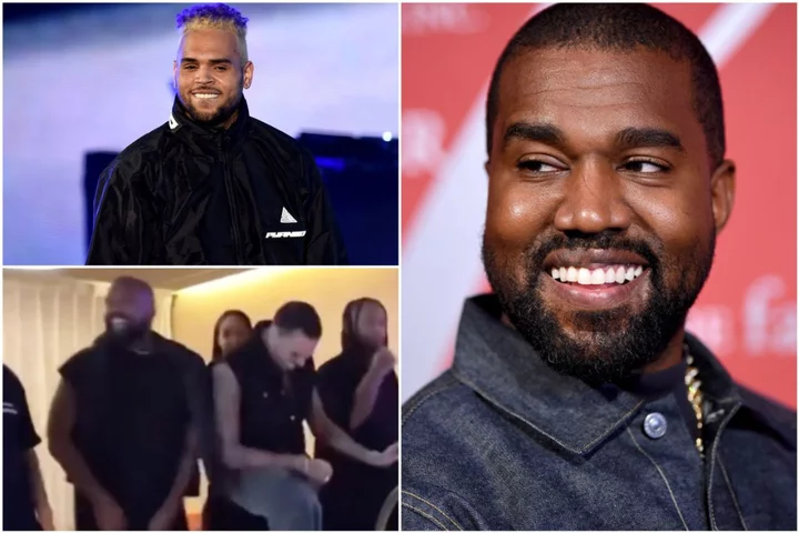 Kanye West and Chris Brown branded 'sick' for laughing at explicit 'antisemitic' lyrics