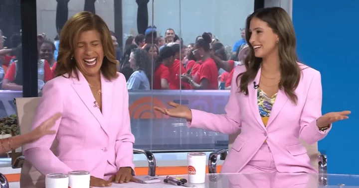 'We're twinning': 'Today' hosts Hoda Kotb and Angie Lassman have a laugh over matching pink outfits