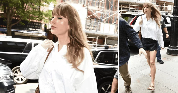 Taylor Swift slays in denim shorts and white shirt at NY recording studio amid Matty Healy romance rumors