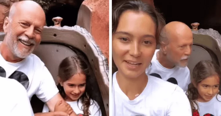 Hero Bruce Willis breaks hearts as he unleashes superdad powers and protects daughter on Disneyland ride
