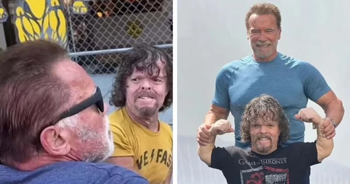 Peter Dinklage's stunt double Douglas Farrell 'punches' Arnold Schwarzenegger in funny gym video