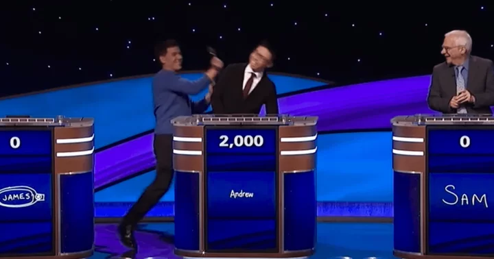 'Jeopardy! Masters' turns into WWE as James Holzhaeur hits Andrew He with custom-made Tournament of Champions belt
