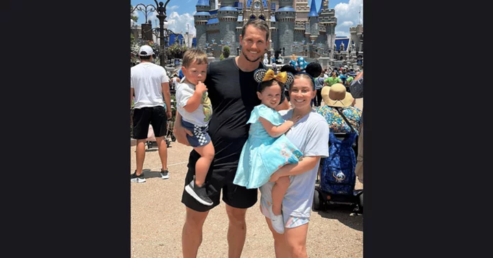 Shawn Johnson and children enjoy their first trip to Disneyland in plane co-piloted by husband Andrew East