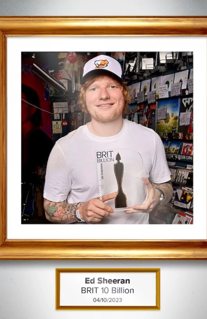 Ed Sheeran first to receive special-edition Gold BRIT Billion Award for 10 billion UK streams
