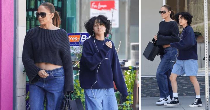 Jennifer Lopez, 53, flaunts killer abs in belly-baring sweater during Beverly Hills outing with daughter Emme