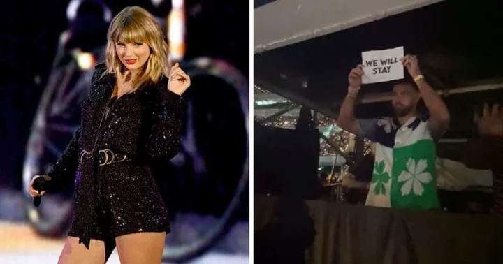 Internet dubs Travis Kelce 'head-to-toe Swiftie' as he holds 'We Will Stay' fan sign during Taylor Swift's concert