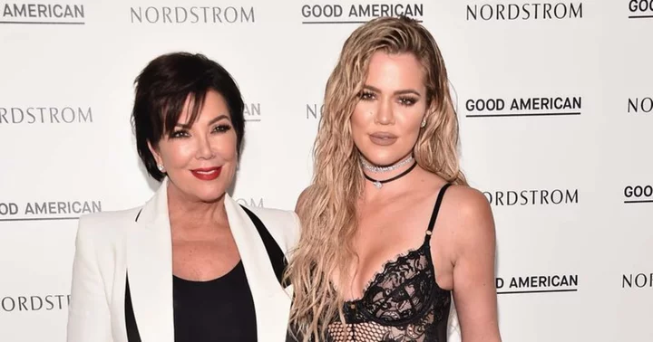 Khloe Kardashian rocks killer abs in tube top and jeans at Good American store opening with mom Kris Jenner