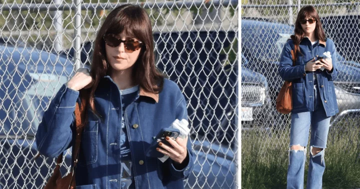 Dakota Johnson rocks double denim look with Gucci kicks while conquering errands in style