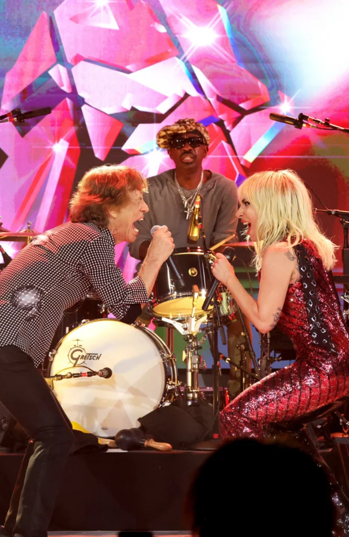 Lady Gaga was the surprise guest at The Rolling Stones' New York album launch show