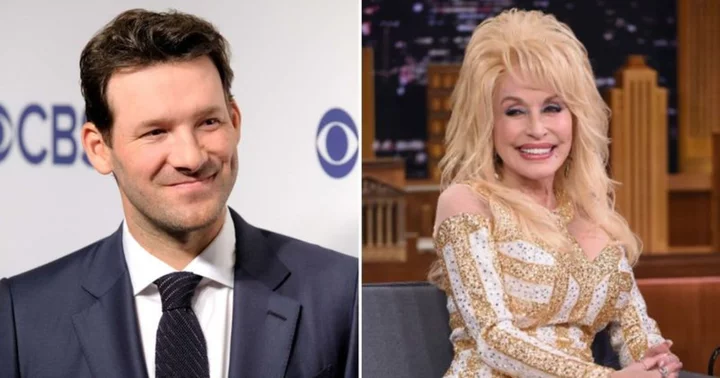 Tony Romo's reaction to Dolly Parton in cheerleader outfit has Internet cringing but secretly nodding