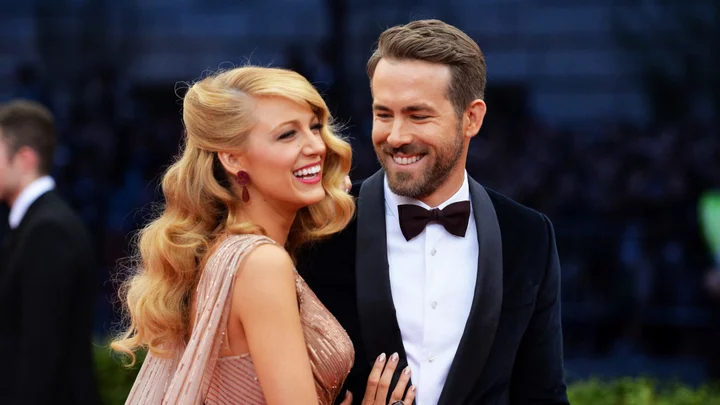 Blake Lively and Ryan Reynolds visit the Great British Bake Off set