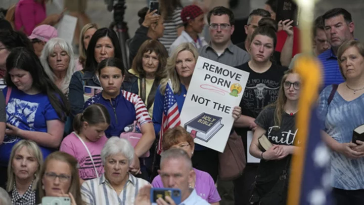 Utah Republicans defend book removal law while protesting district that banned Bible