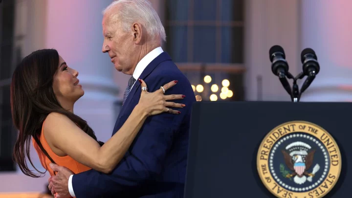 Joe Biden's awkward hug with Eva Longoria raises eyebrows