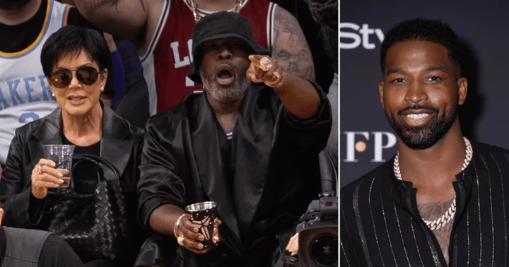 Kris Jenner and Corey Gamble show support for Tristan Thompson at LA Lakers playoff game