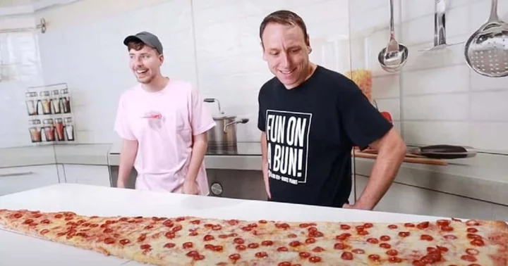 MrBeast challenges Joey Chestnut to eat world's largest pizza, fans call competitive eater 'monster at food'