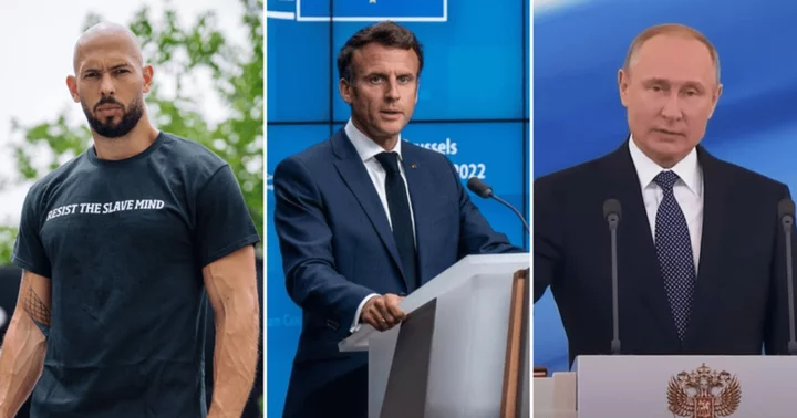 Andrew Tate trolls Emmanuel Macron as Vladimir Putin's handshake 'snub' to French President resurfaces online, fans call it 'G s**t'
