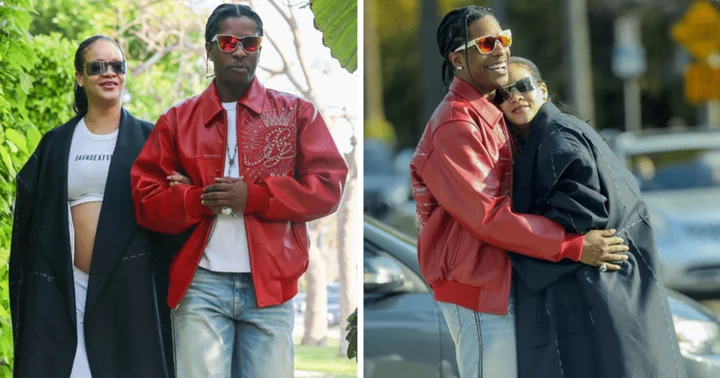 Rihanna rocks oversized blazer while embracing A$AP Rocky on coffee run as son's name revealed