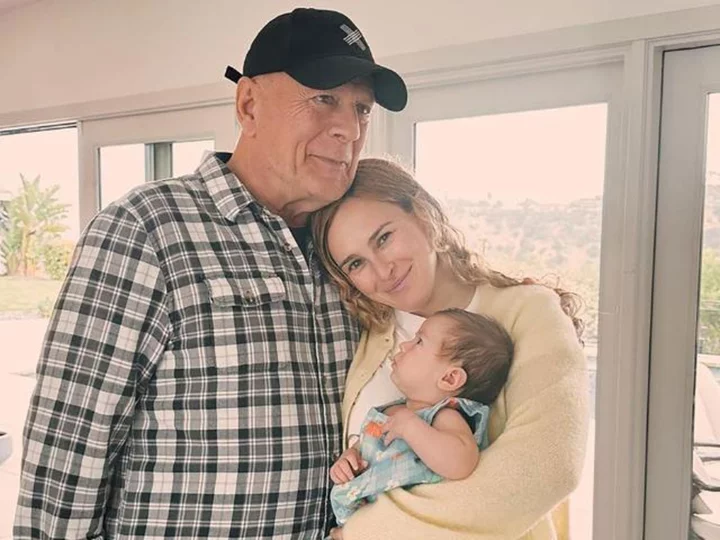 Bruce Willis looks great as a new grandpa