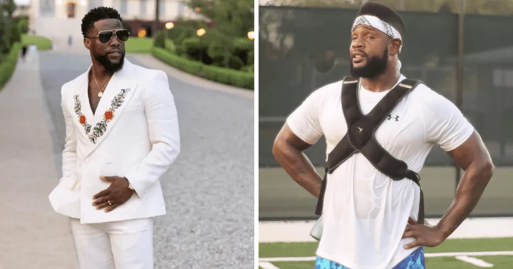 How old is Kevin Hart? Comedian ends up in wheelchair while doing ‘young man stuff’ with ex-Patriots player Stevan Ridley