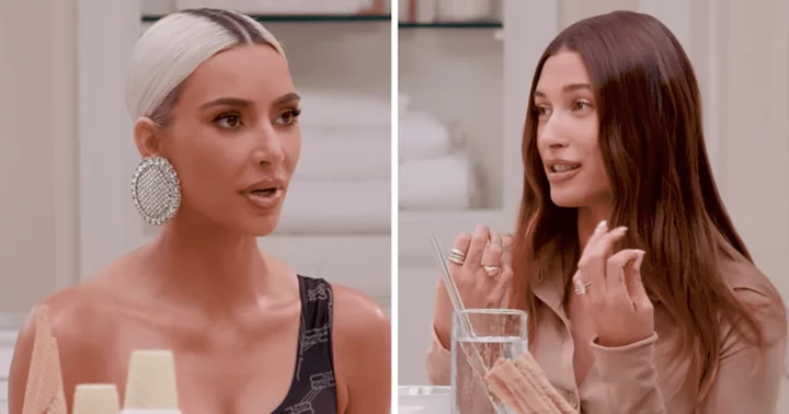 Kim Kardashian playfully calls herself a 'w***e' during 'Truth or Shot' game with Hailey Bieber
