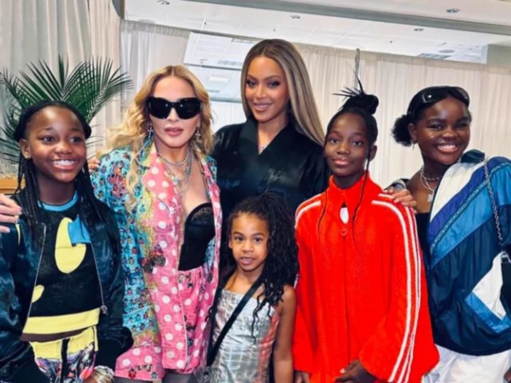 Madonna and Beyoncé pose with some of their daughters at 'Renaissance' concert