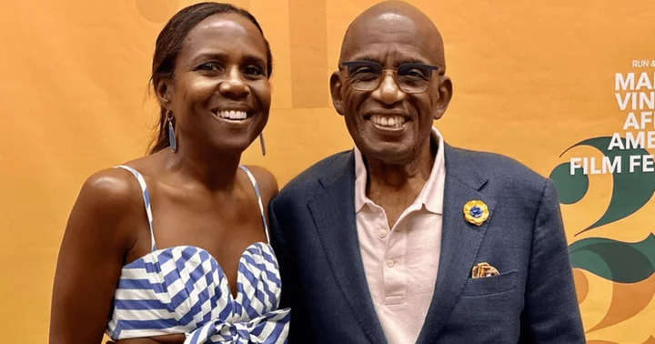 'GMA's Deborah Roberts stuns in striped cutout dress as she attends husband Al Roker's docu screening in LA